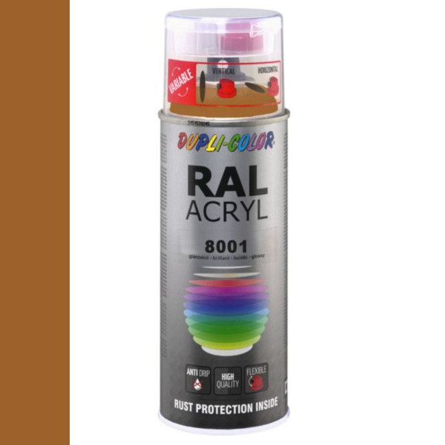 Dupli-Color Ral Acryl Ral 8001 Oker bruin Hoogglans 400 ml