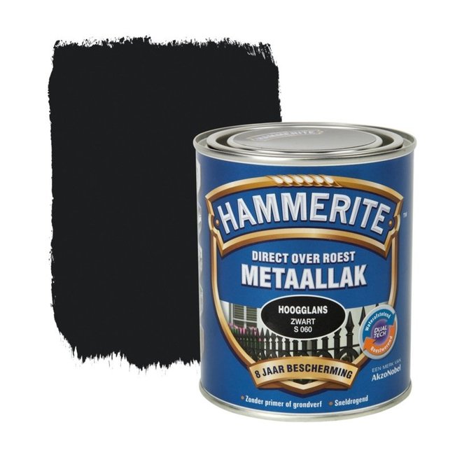 Hammerite Hammerite Metaallak Zwart S060 Hoogglans 750 ml