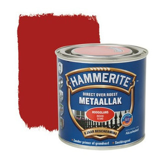 Hammerite Hammerite Metaallak Rood S040 Hoogglans 250 ml