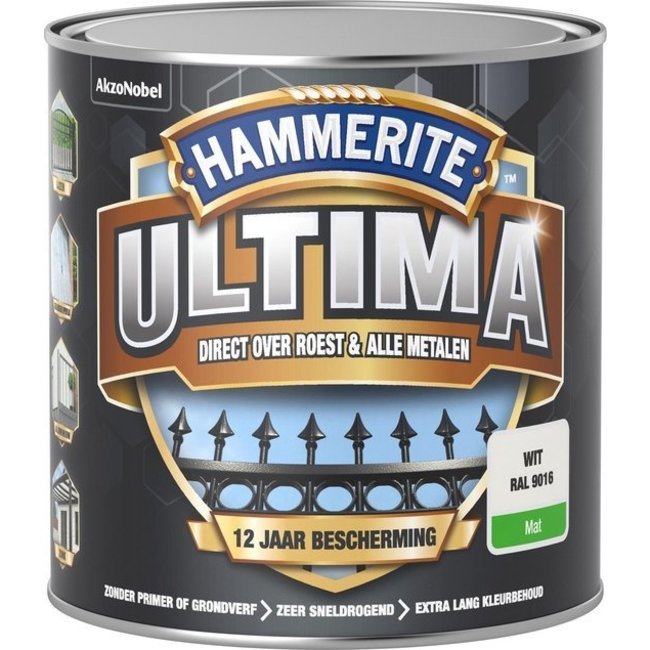 Hammerite Hammerite Ultima Metaallak Mat Wit Ral 9016 750 ml