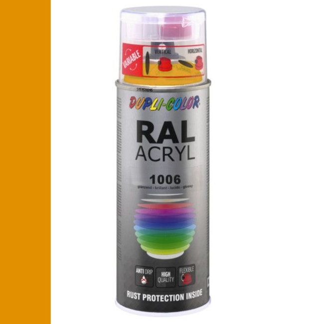 DUPLI-COLOR Acryl-Spray RAL 1003 Signalgelb Glanz – 400 Ml, Für Metall, Maschinen, Fahrzeuge