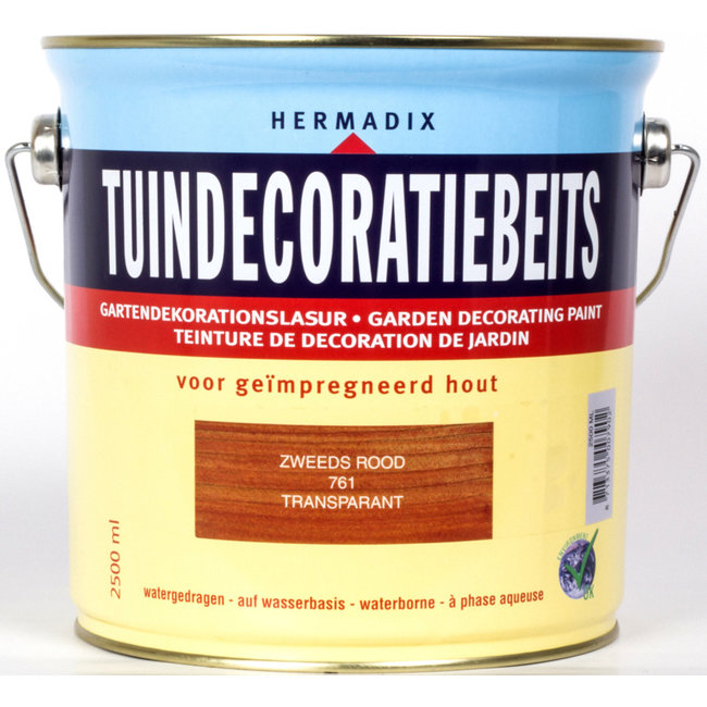Hermadix Tuindecoratiebeits Transparant Zweeds Rood 761 2,5 liter