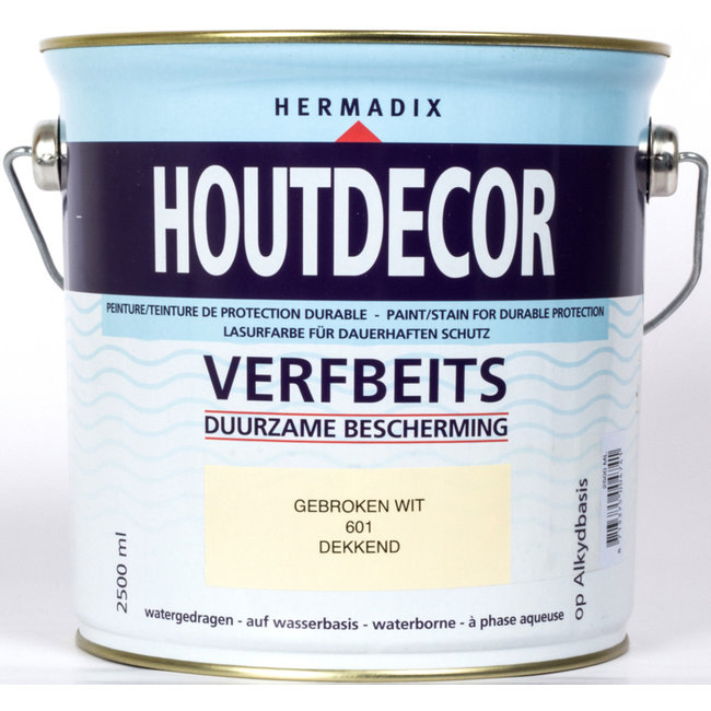 Hermadix Houtdecor Verfbeits Gebroken Wit 601 2,5 liter