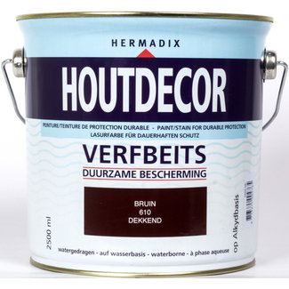 Hermadix Houtdecor Verfbeits Bruin 610 2,5 liter