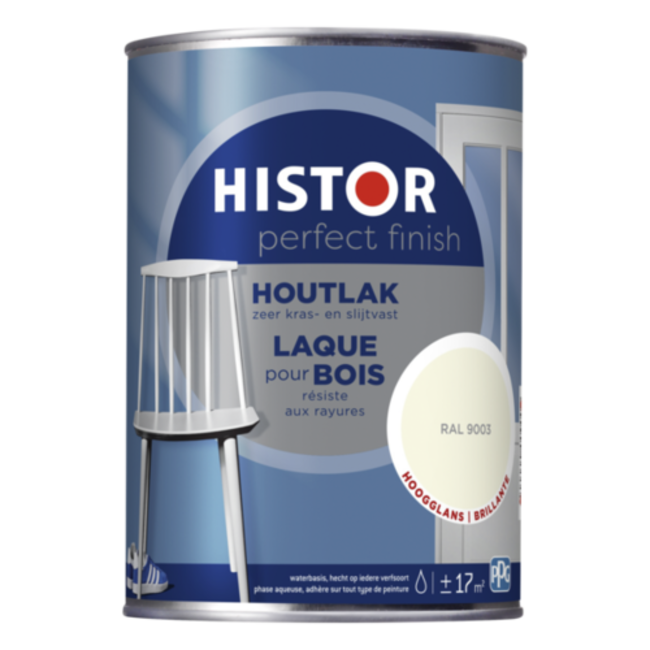 Perfect Finish Houtlak Hoogglans Ral 9003 1,25 Liter