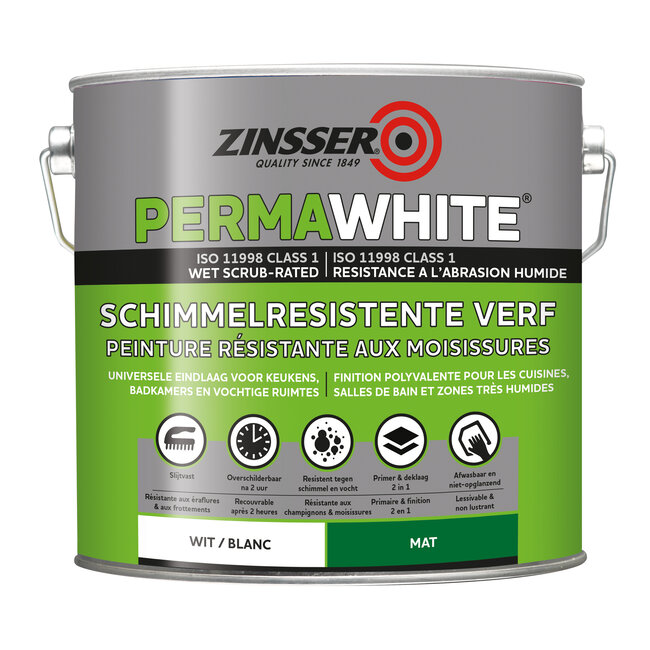 Zinsser Perma-White Matt Wit en Lichte Kleuren 10 liter