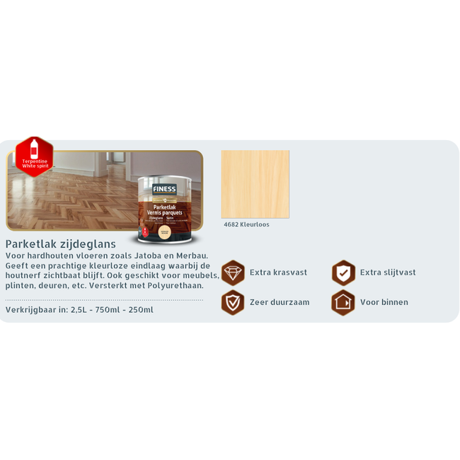 Finess Parketlak Zijdeglans Kleurloos 750 ml