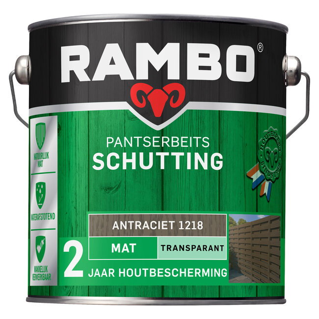 Rambo Pantserbeits Schutting Antraciet 1218 Transparant Mat 2,5 liter