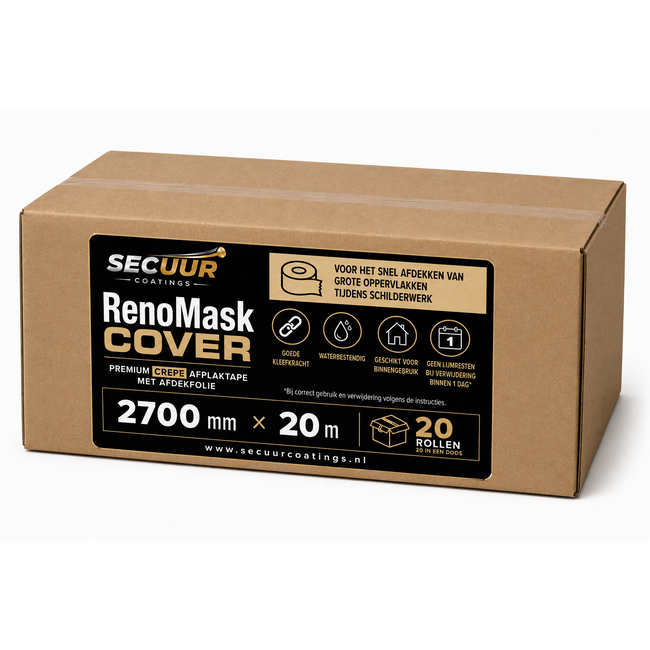 Secuur Coatings RenoMask Cover Afplaktape met Afdekfolie 2700mm x 20 m