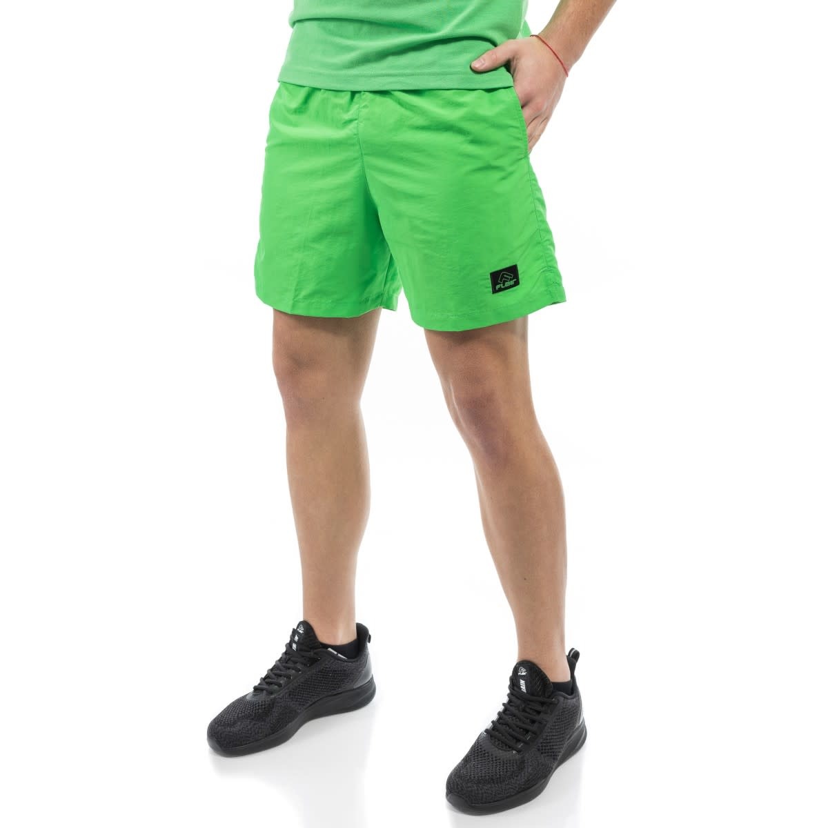 Korte Groene Heren Pantalon - Black-Leo.nl