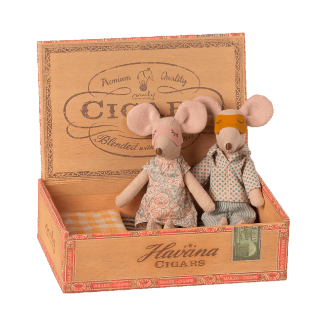 Mum & Dad mice in cigarbox