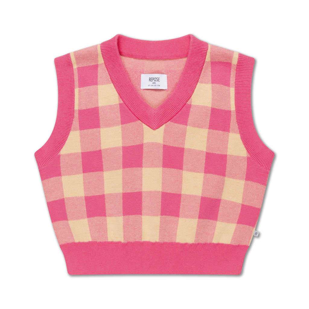 Repose AMS Knit Spencer - Pop Pink Check