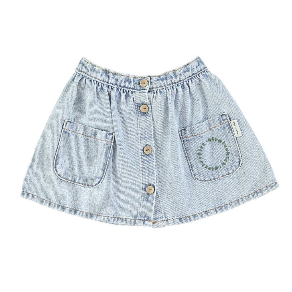 Piupiuchick Short Skirt - Washed Blue Denim