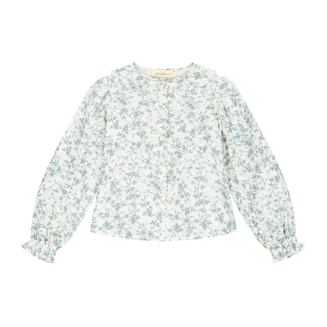 Fleur Blouse - White Blue Flower