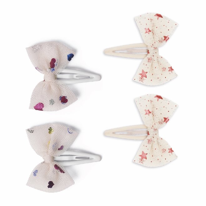 4-Pack Tulle Bowie Hairclips - Heart of Gold Multi