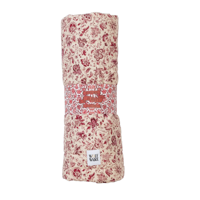 Quilted Baby Blanket - Red Floral