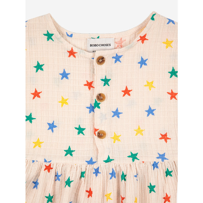 Multicolor Stars All Over Woven Dress