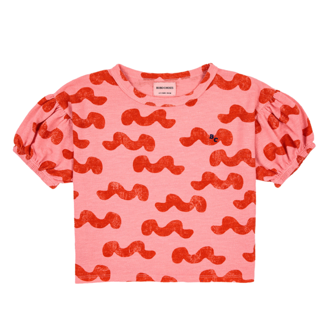 Waves All Over Puffed Sleeve T-shirt