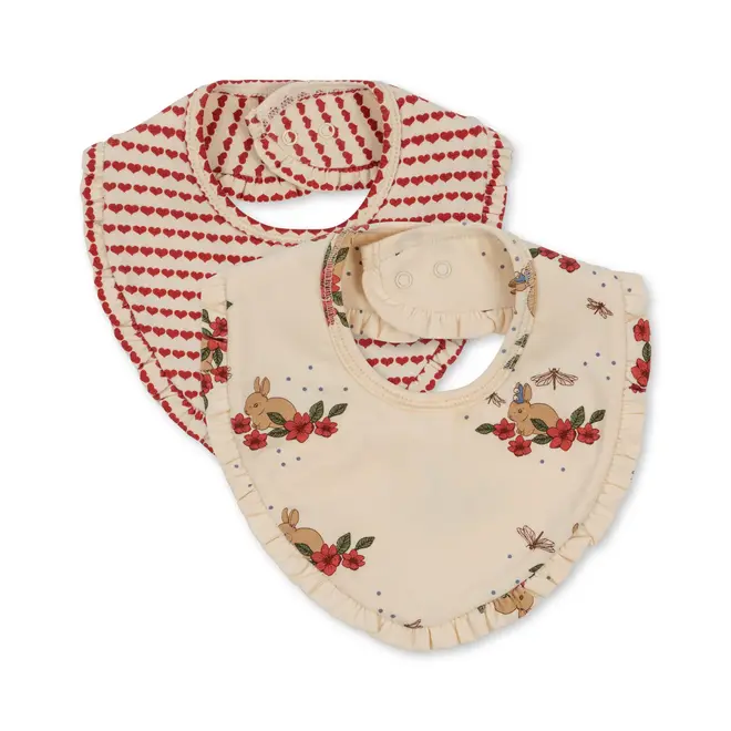 2 Pack Basic Frill Bib - Bunny Tokky/Heart