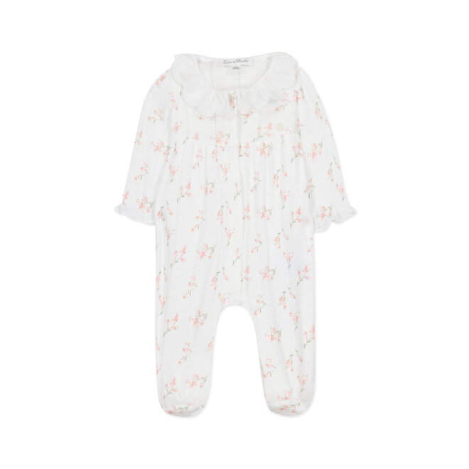 Baby Flowery Footed Jumpsuit - White