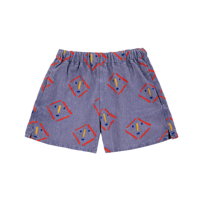 Masks All Over Woven Shorts - Prussian Blue