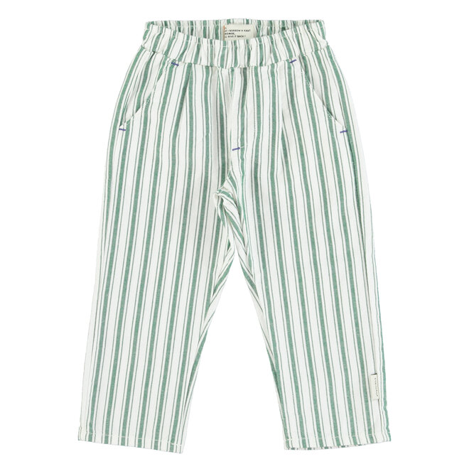 Unisex Trousers - White & Green Stripes