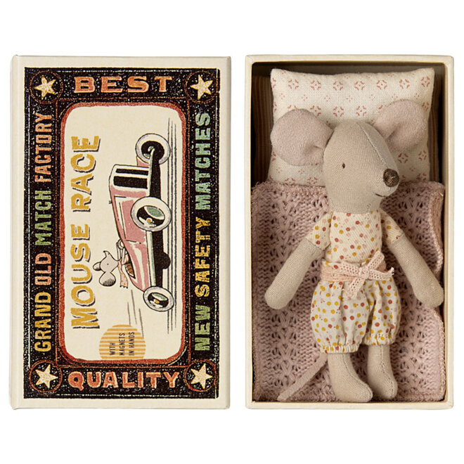 Little sister mouse in matchbox