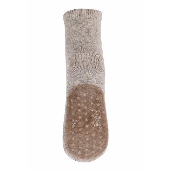 Cotton Socks - Anti-Slip - Light Brown Melange