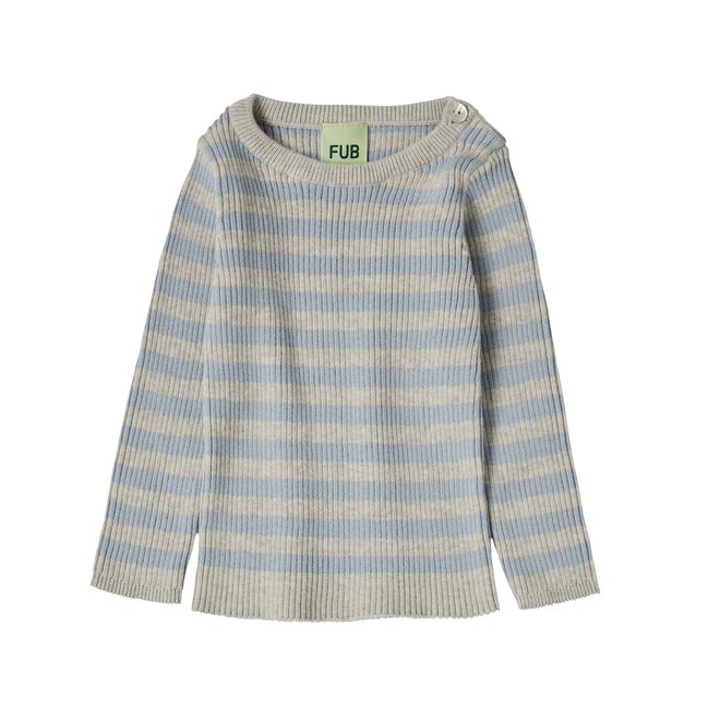 Baby Striped Rib Blouse - Taupe Melange/Cloud