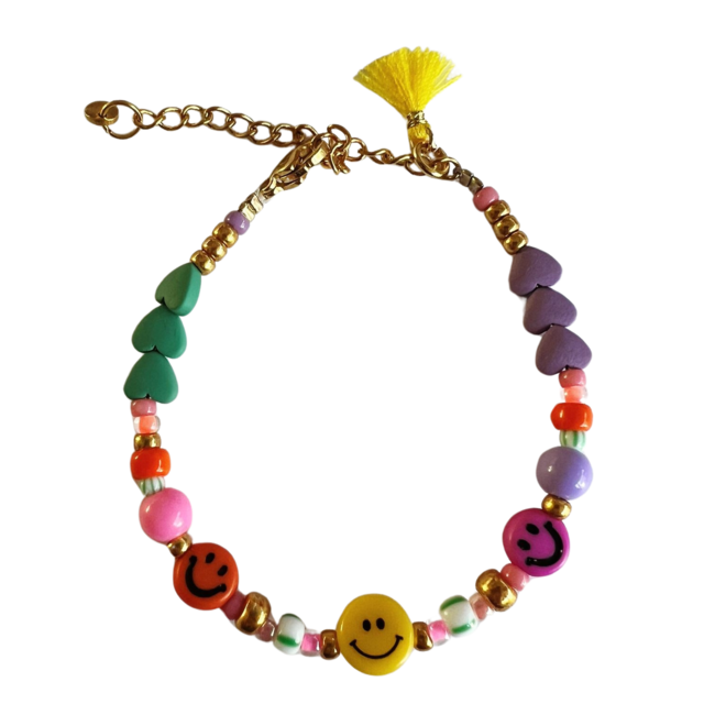 Armbandje Smiley Hartjes