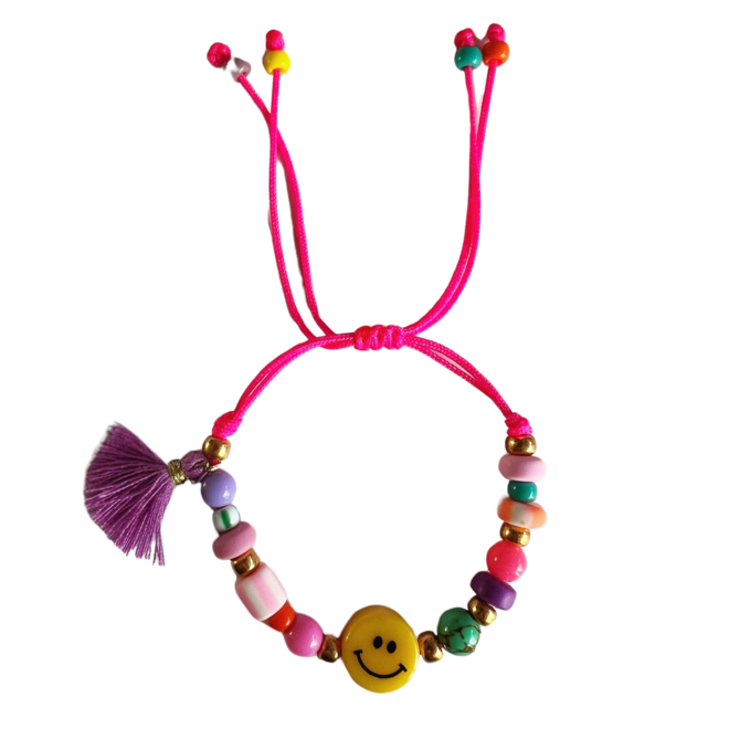 Armbandje Smiley - Roze