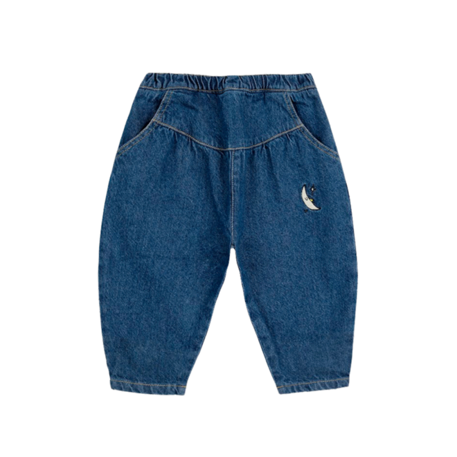 Baby Beneath The Moon Denim Baggy Pants - Navy Blue