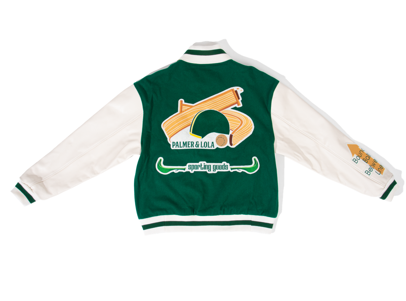 JAI ALAI Championship Varsity Jacket Green Off White PAL JAI ALAI Championship Varsity Jacket Green Off White