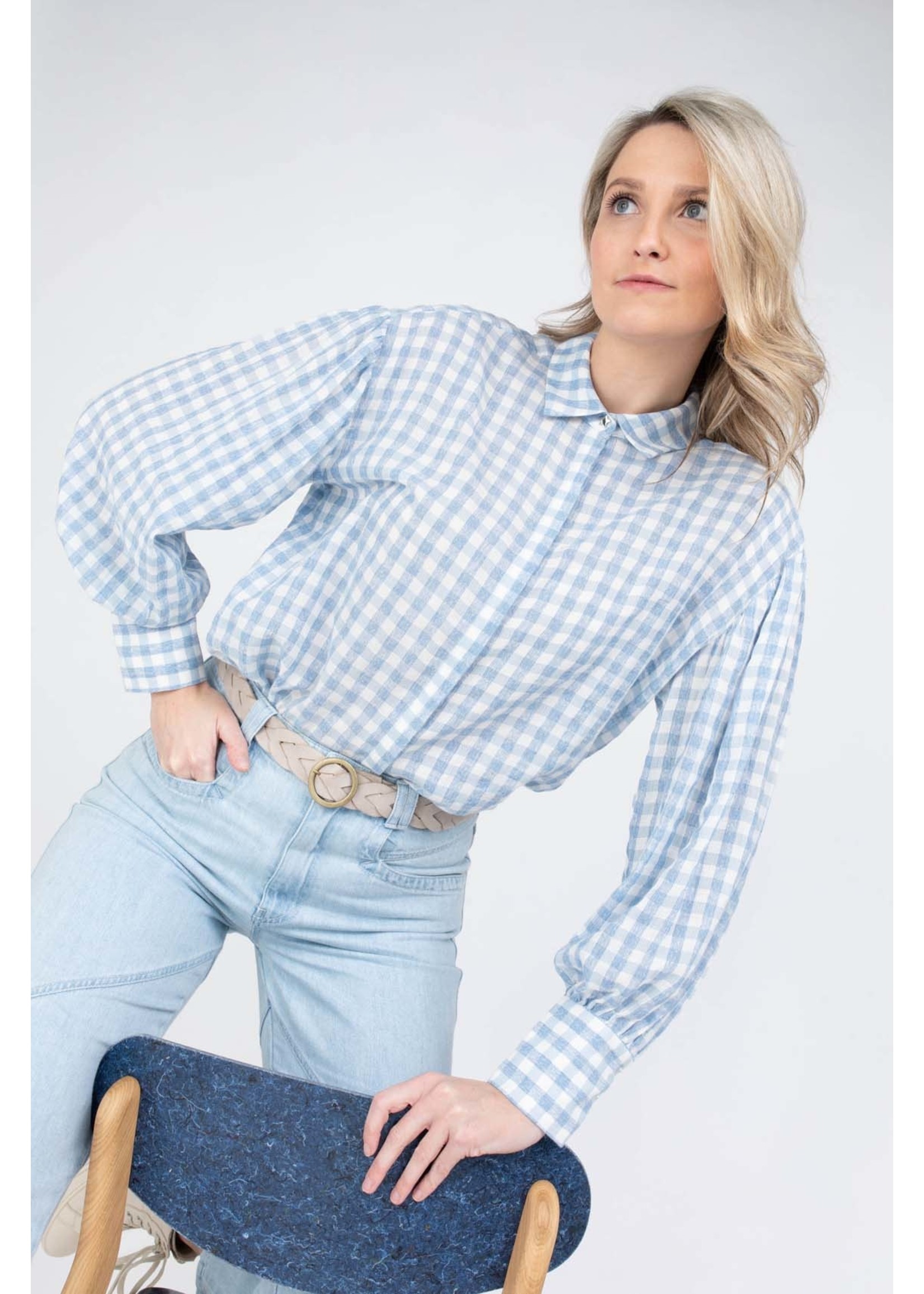 Anna Blouse Light Blue Check