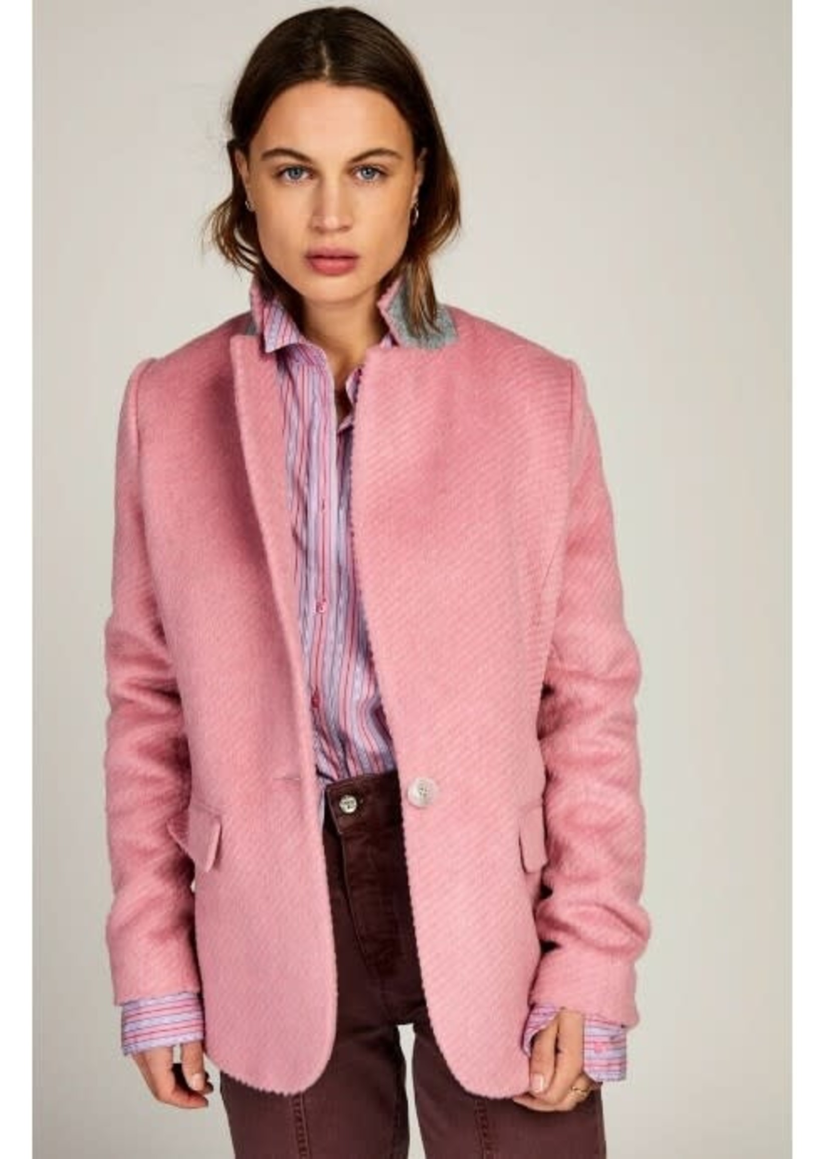 Anna Blue Blazer Club Pink Solid