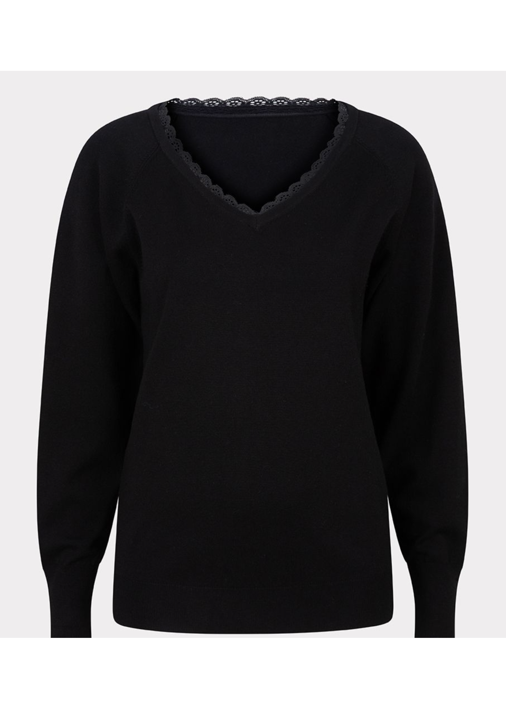 Esqualo Sweater V-neck lace Black