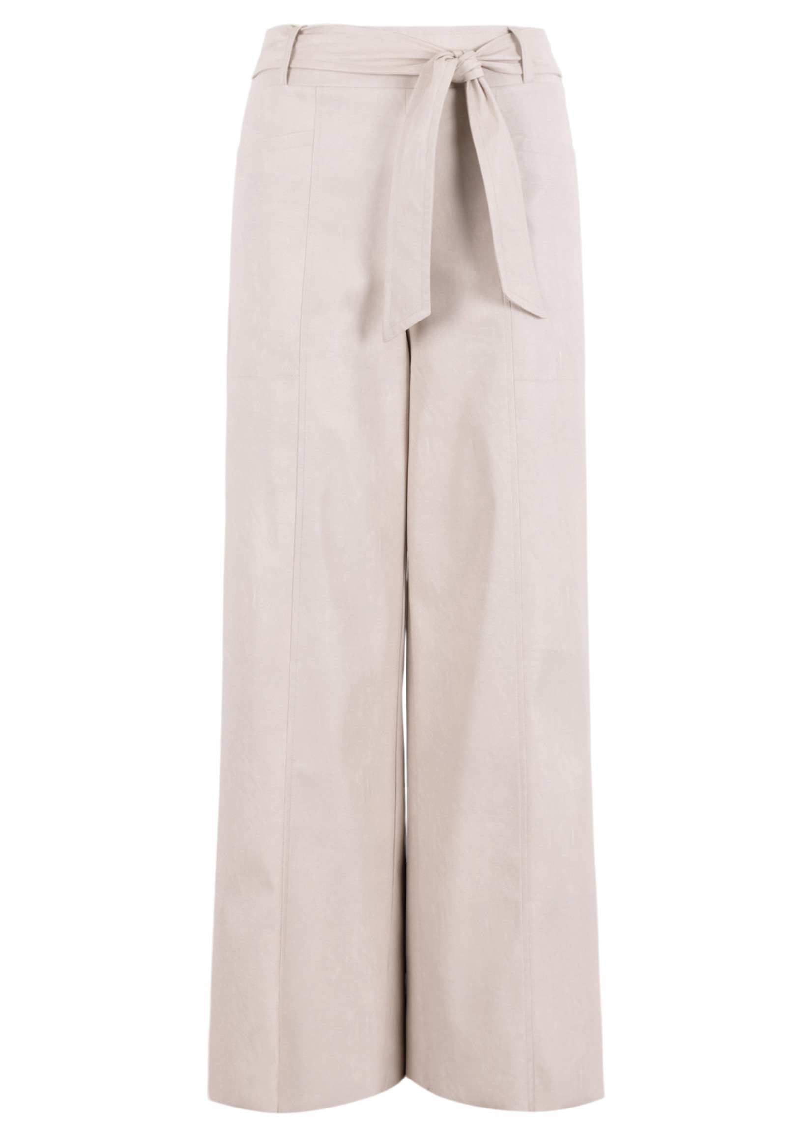 Anna Vegan leather pantalon Cream Solid