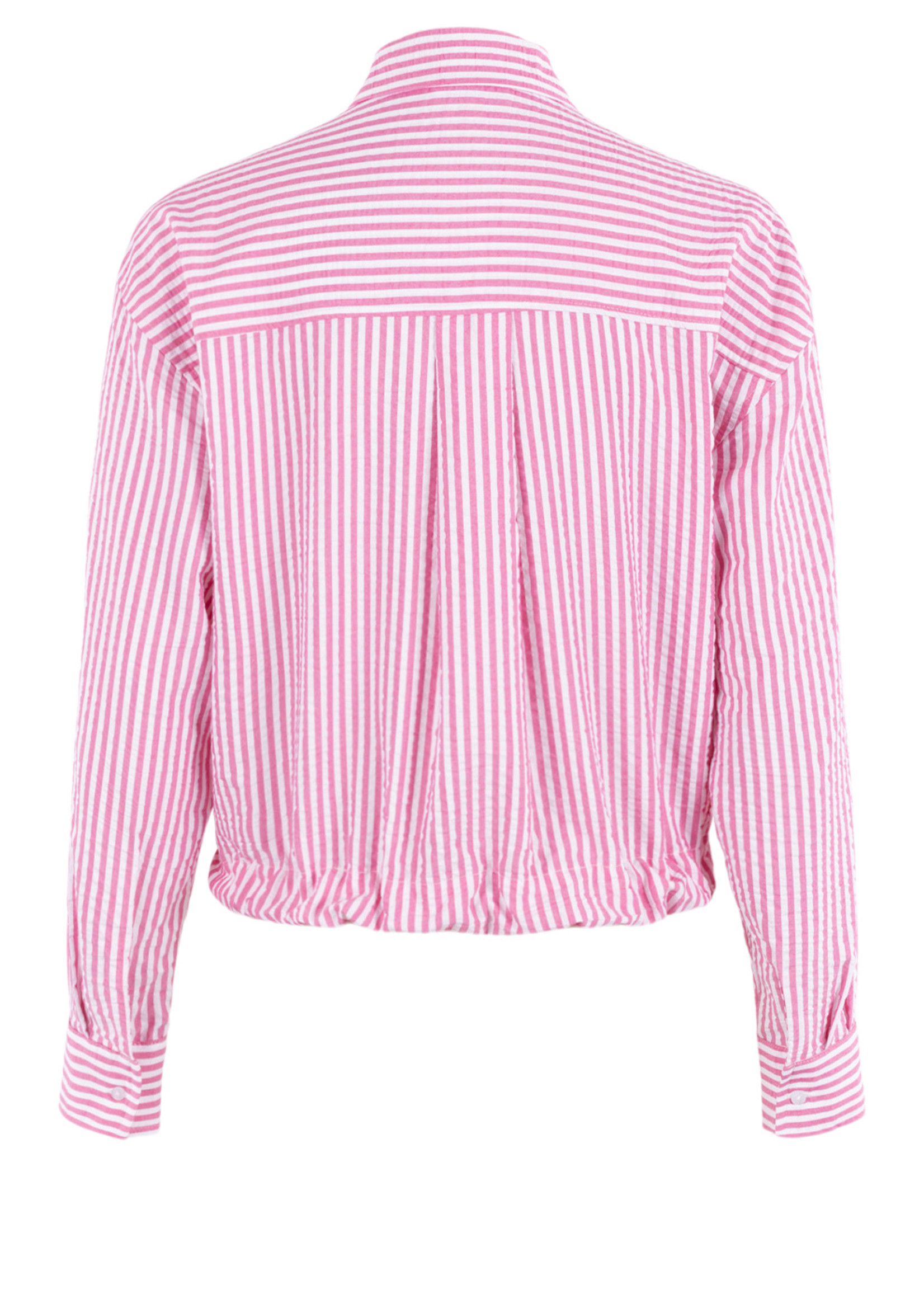 Anna Blue Lilobow Blouse Fuchsia Stripe