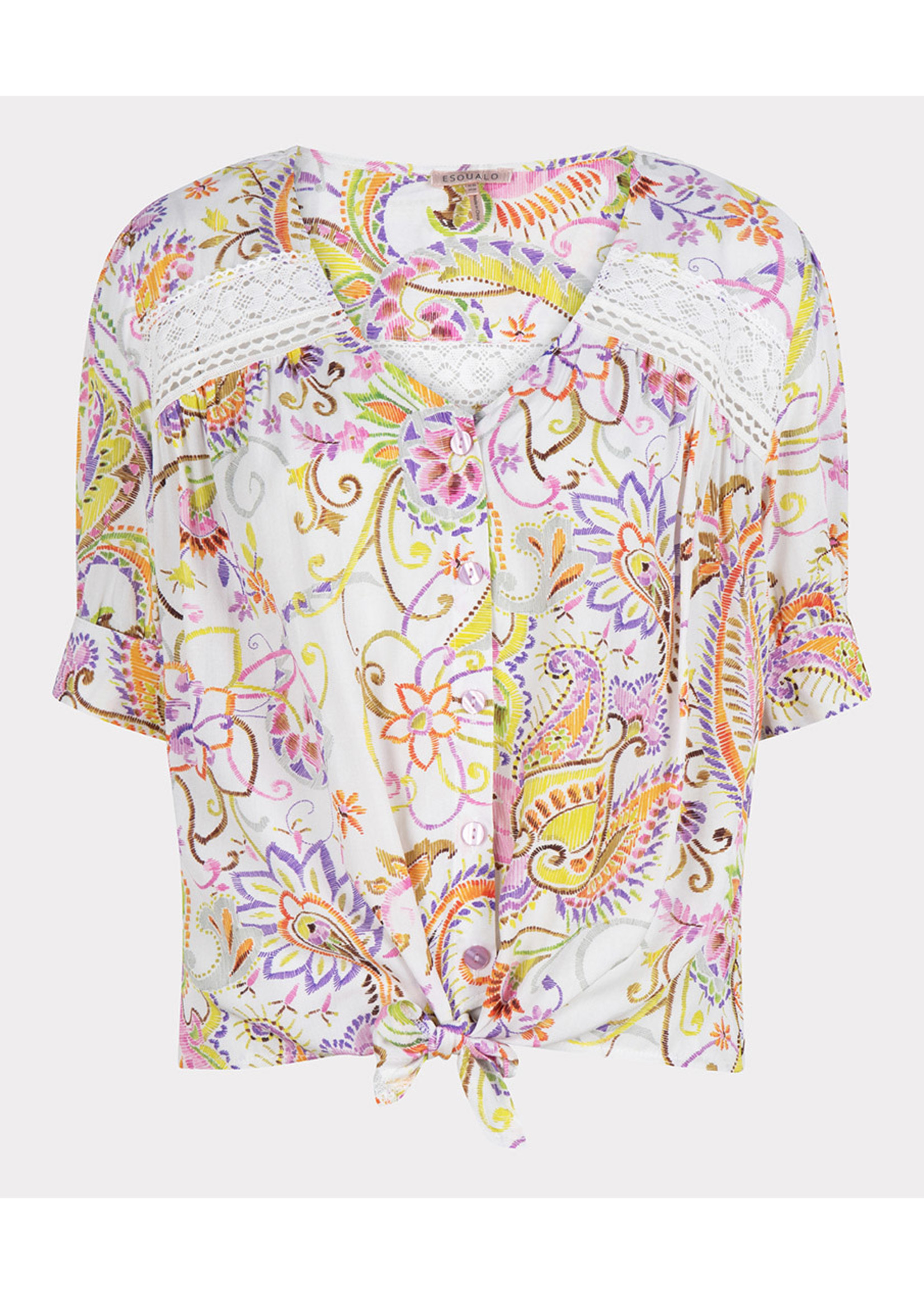 Esqualo Blouse knot beloved flower print