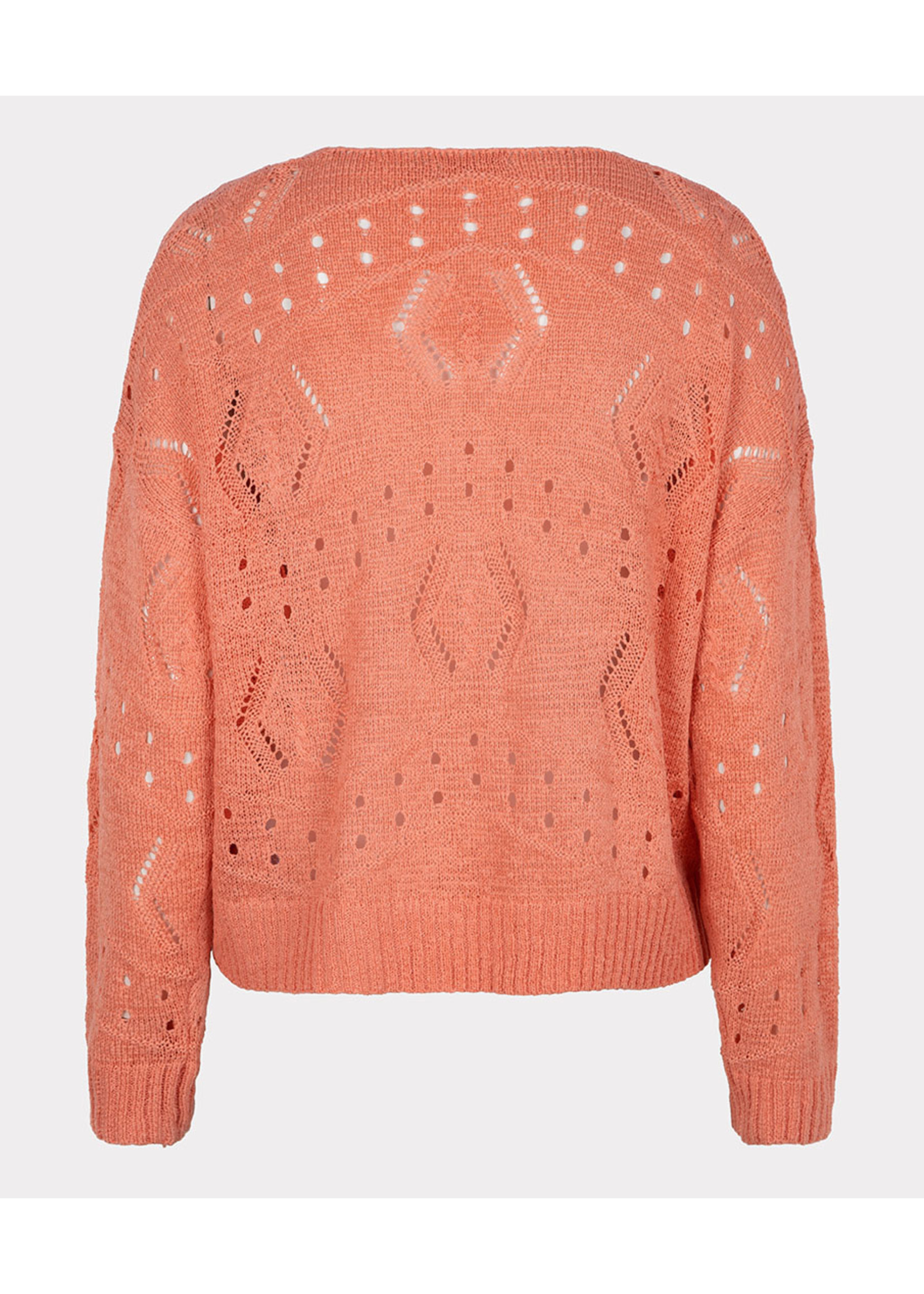 Esqualo Sweater V-neck ajour	Bright Peach