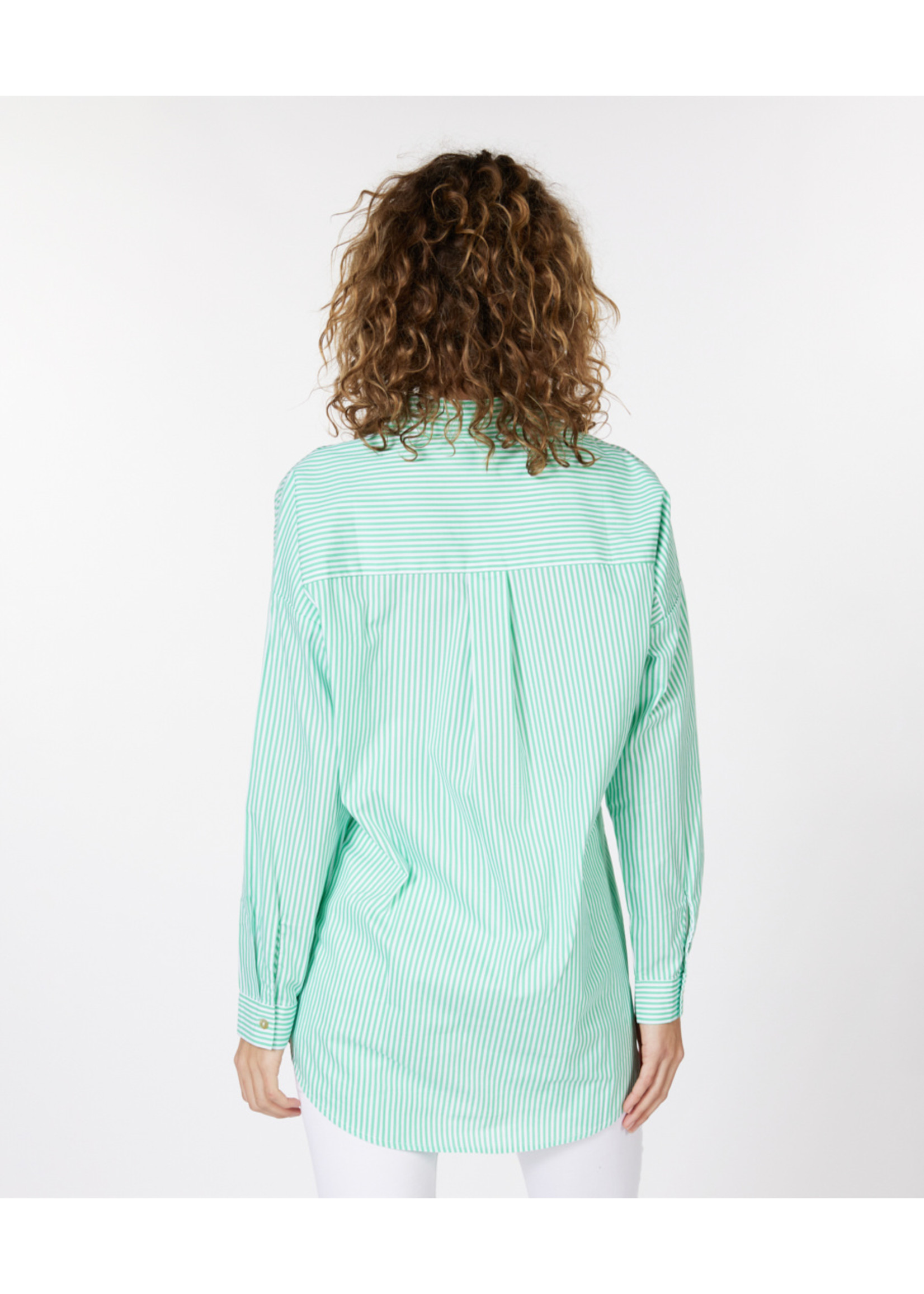 Esqualo Blouse oversized striped cotton	Off White / Green