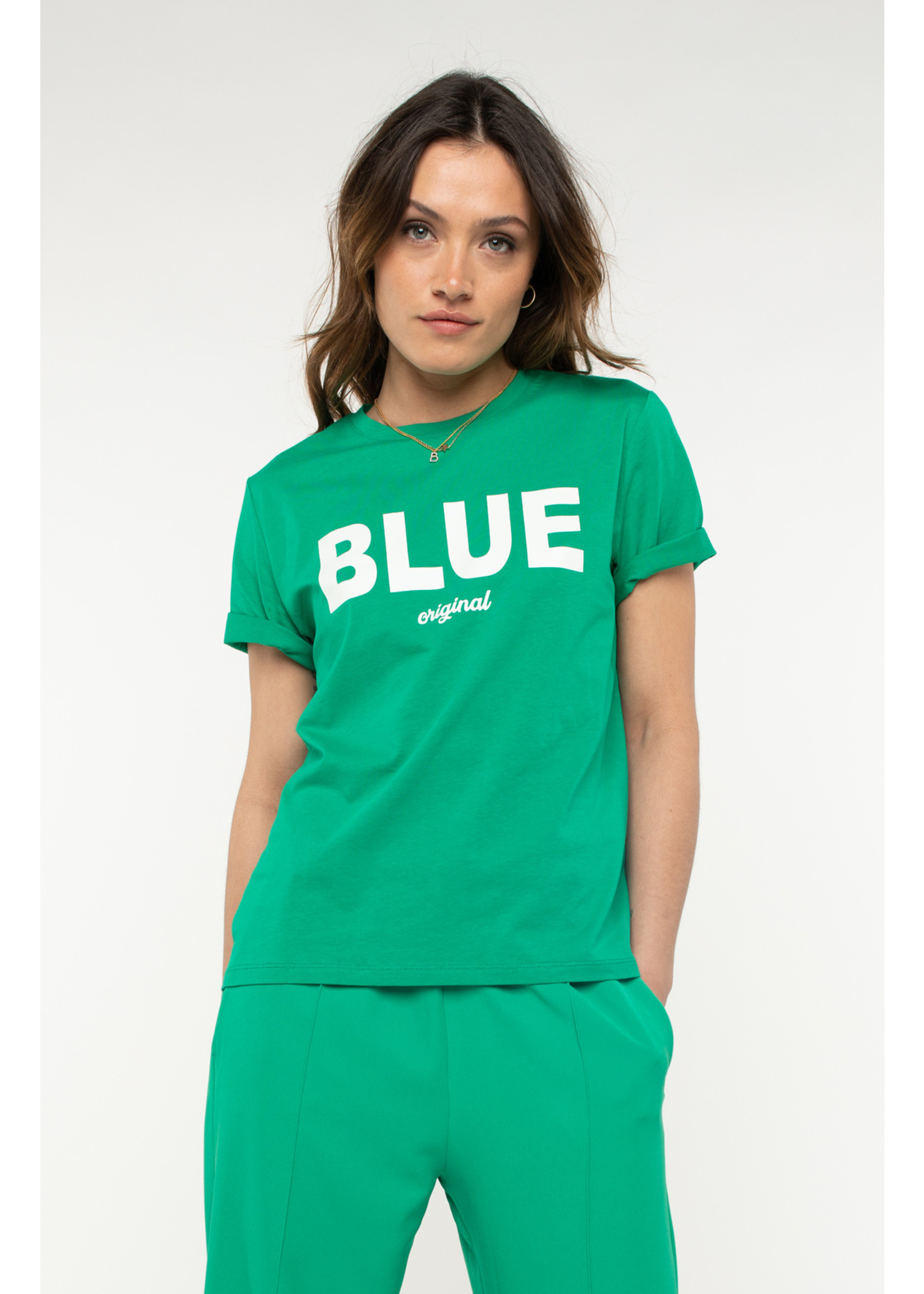 Anna Blue Logo T-Shirt Green Solid