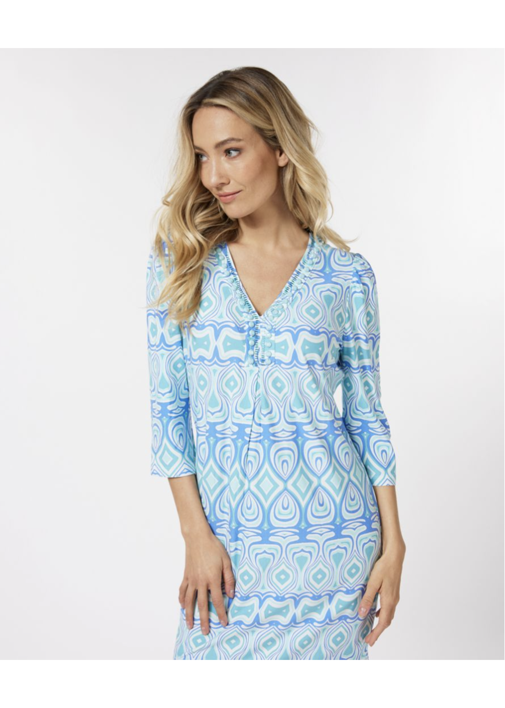 Esqualo Dress beads graphic blues	Print