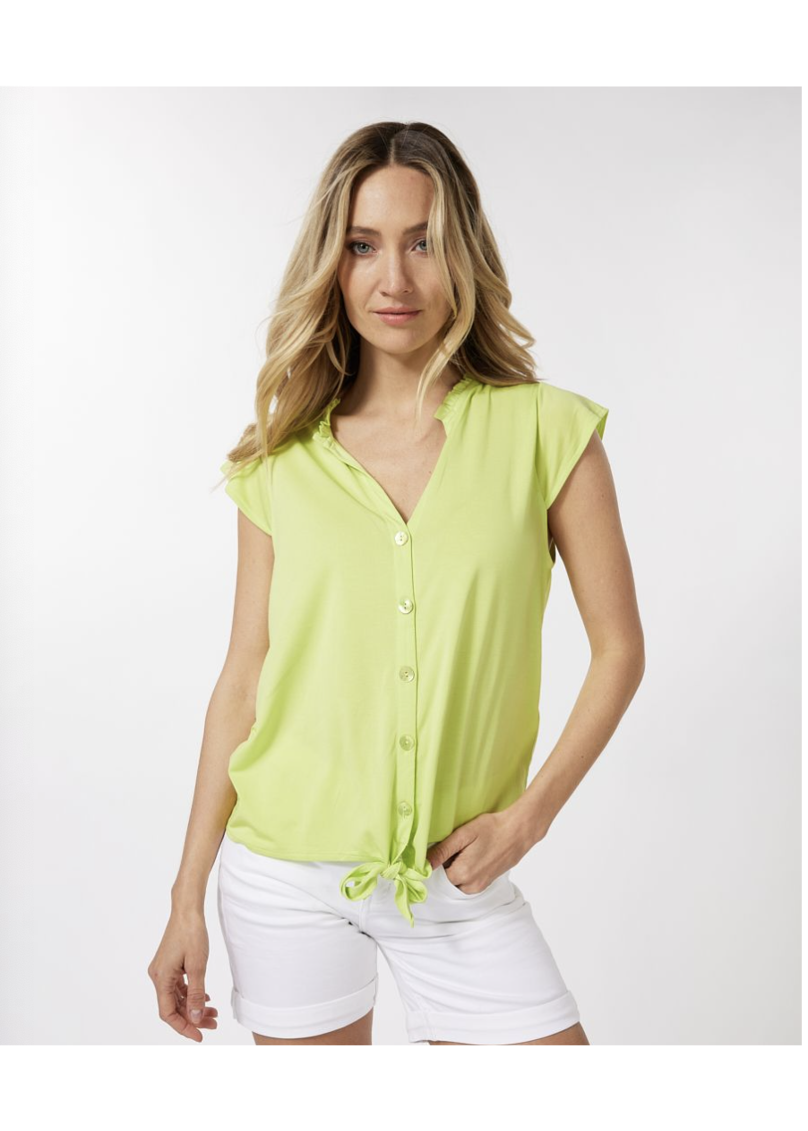 Esqualo T-shirt buttons knit modal	Lime