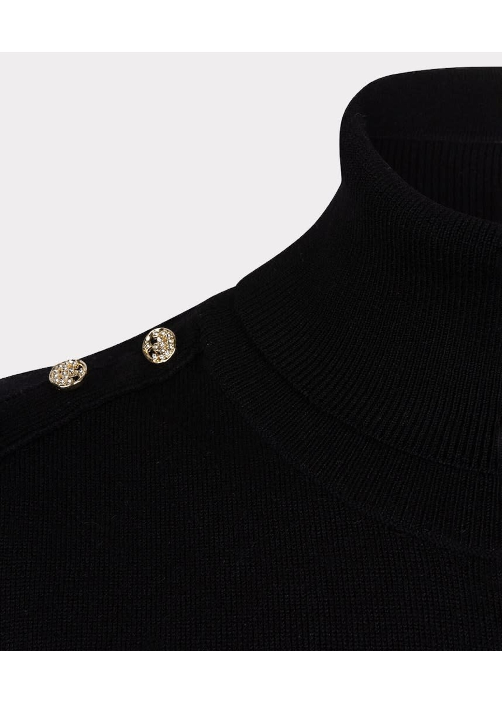 Esqualo Sweater fancy detail shoulder basic knit Zwart