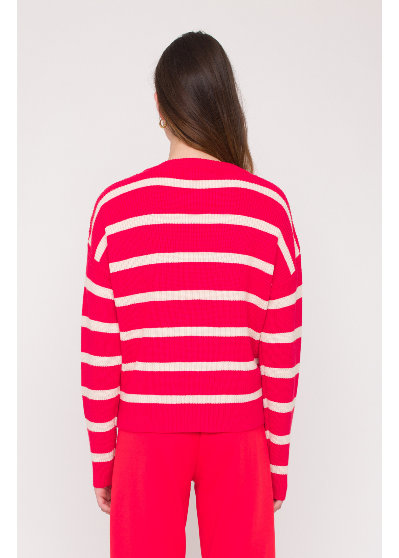 Anna Blue Mae Pullover Red Stripe