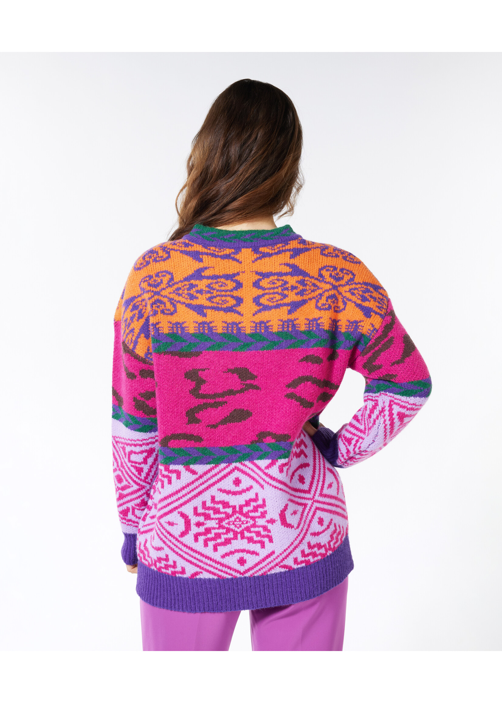 Esqualo Sweater jacquard colored Roze