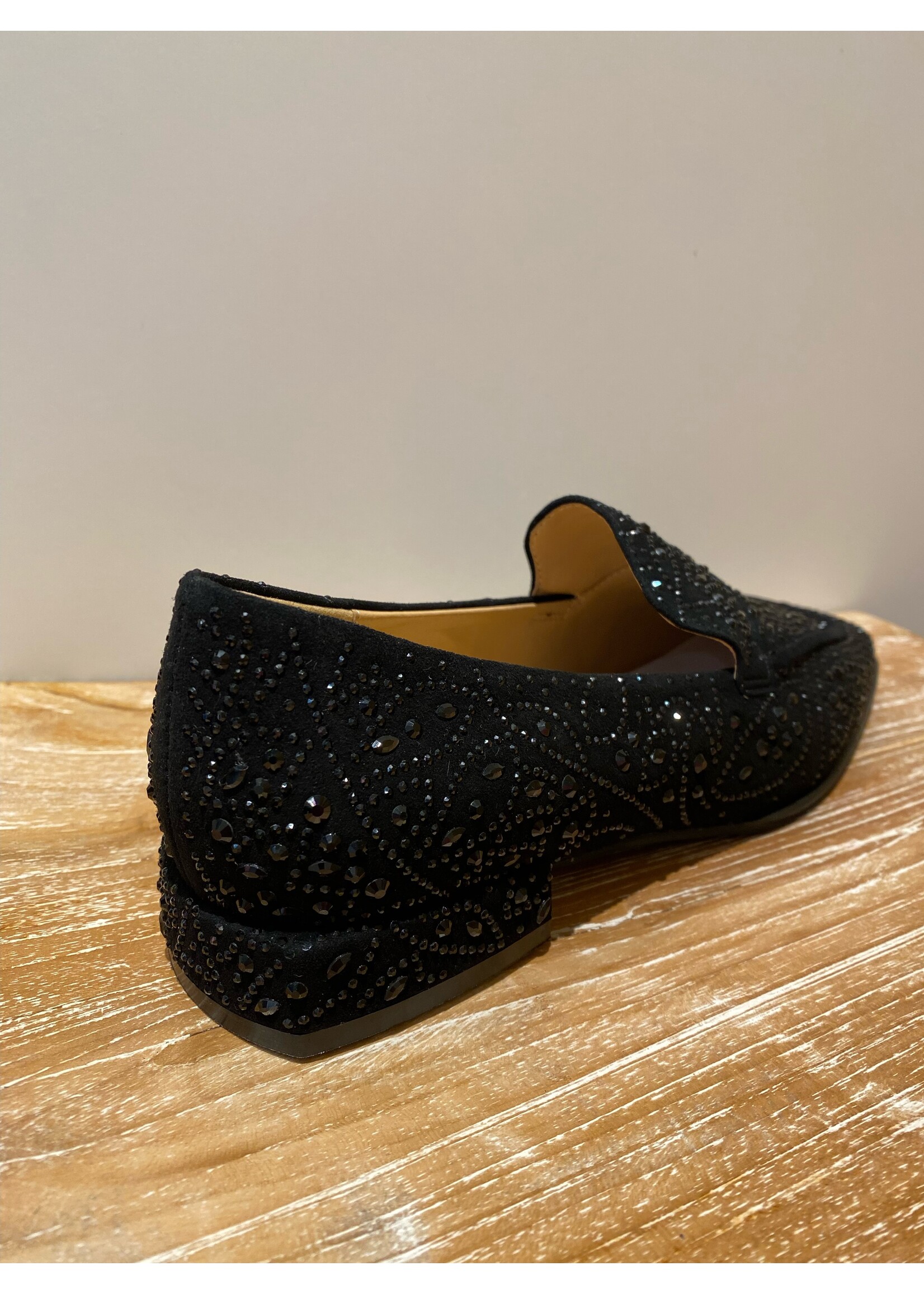 Alma en Pena Mocassin Suede Black Strass