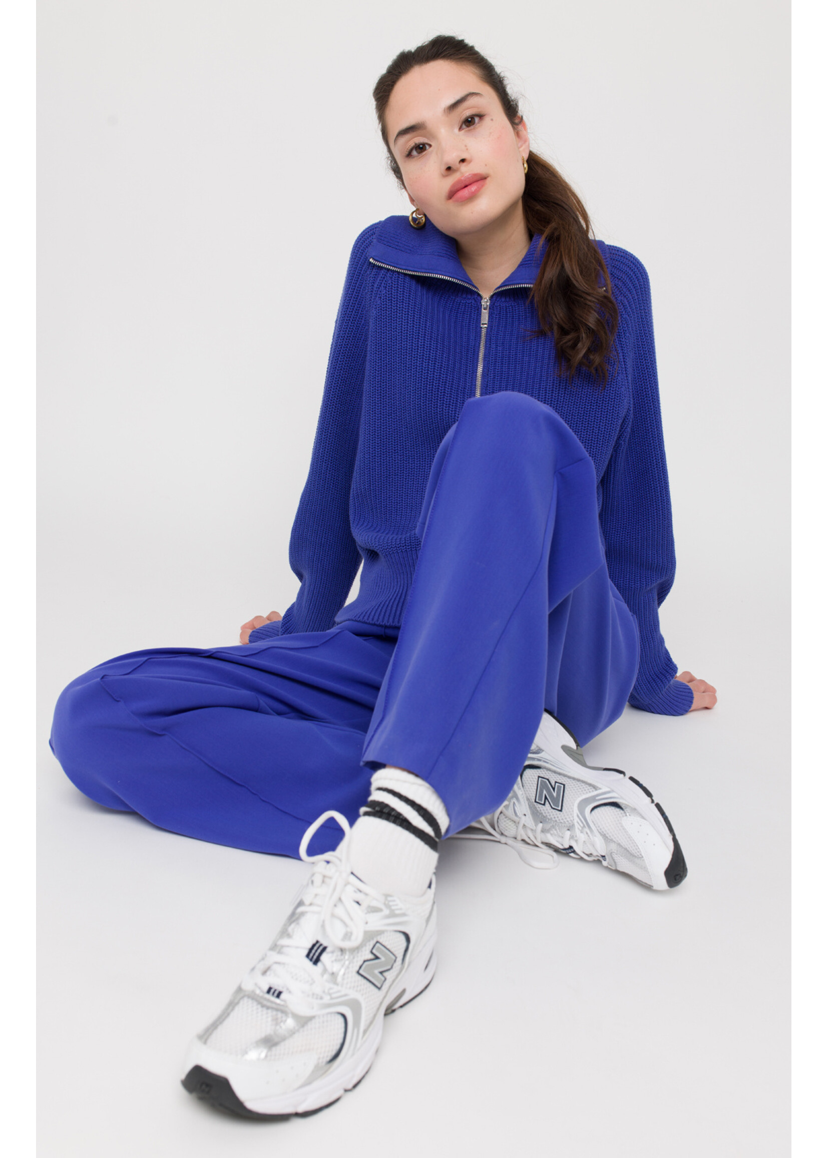 Anna Blue Zip Pullover Blue Purple Solid