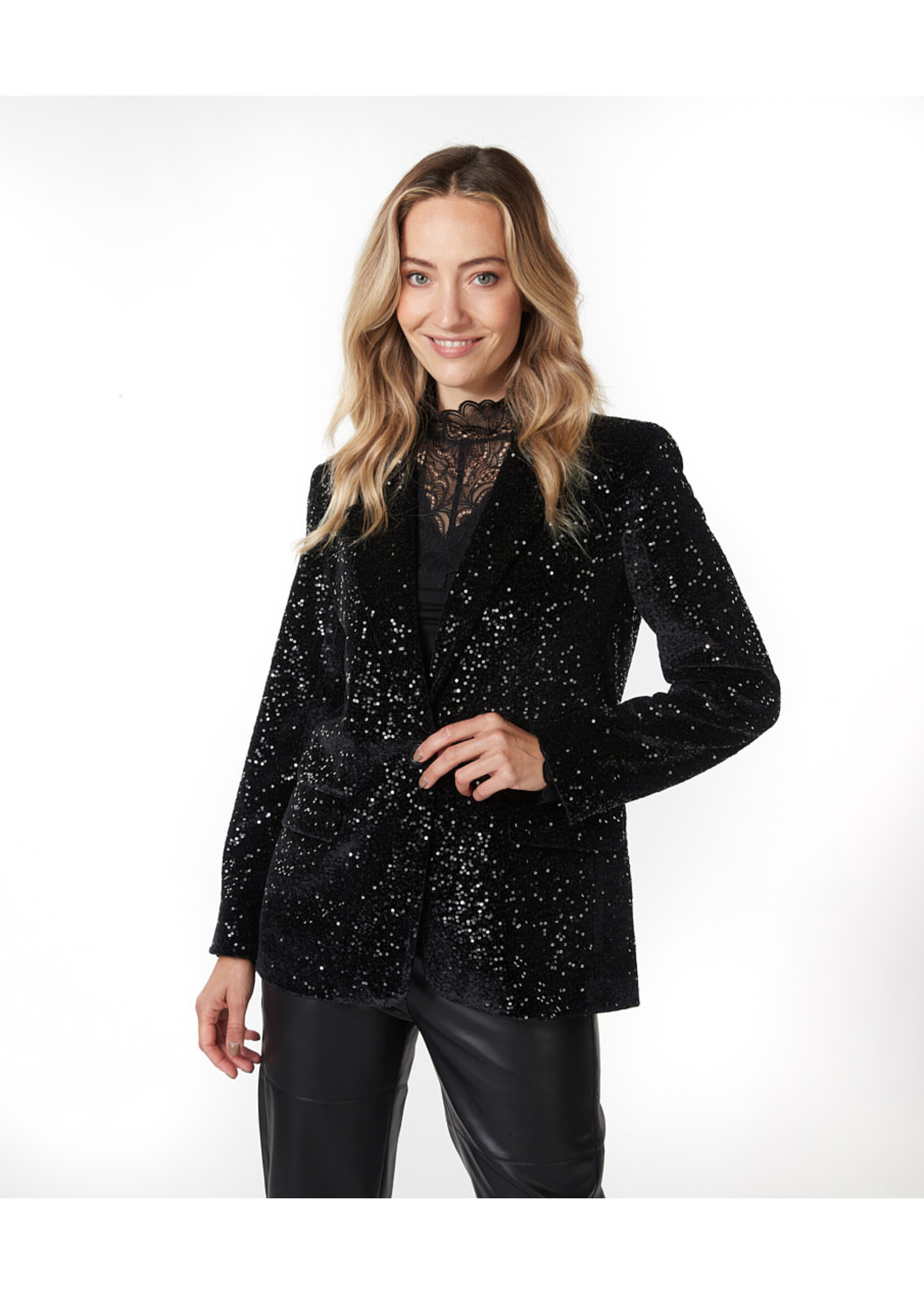 Esqualo Blazer velvet sequins Black